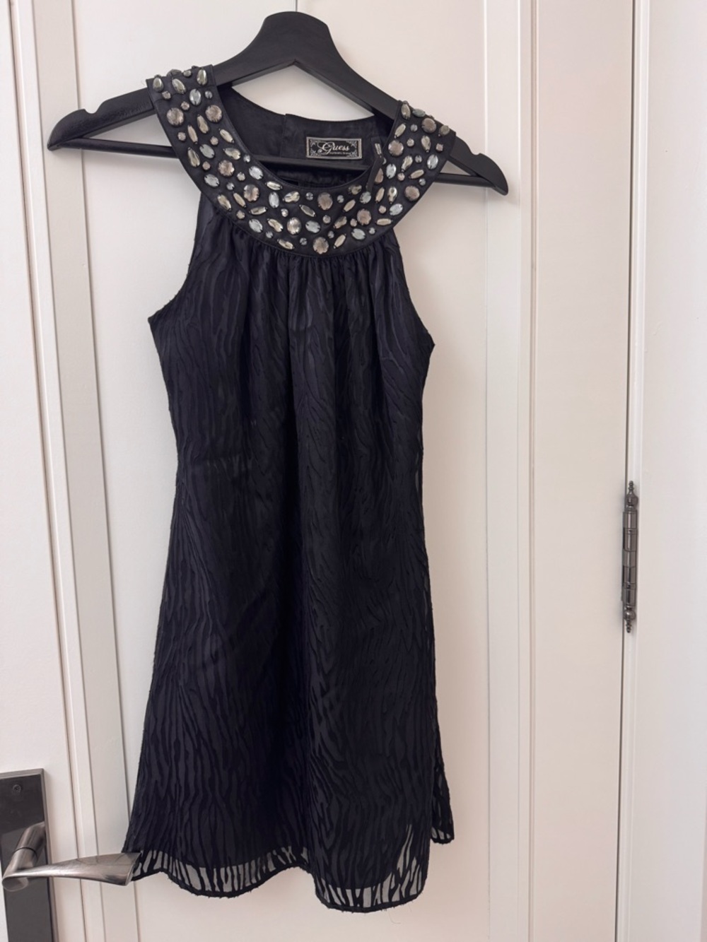 Guess by Marciano Black Mini Dress with Embellished Collar
